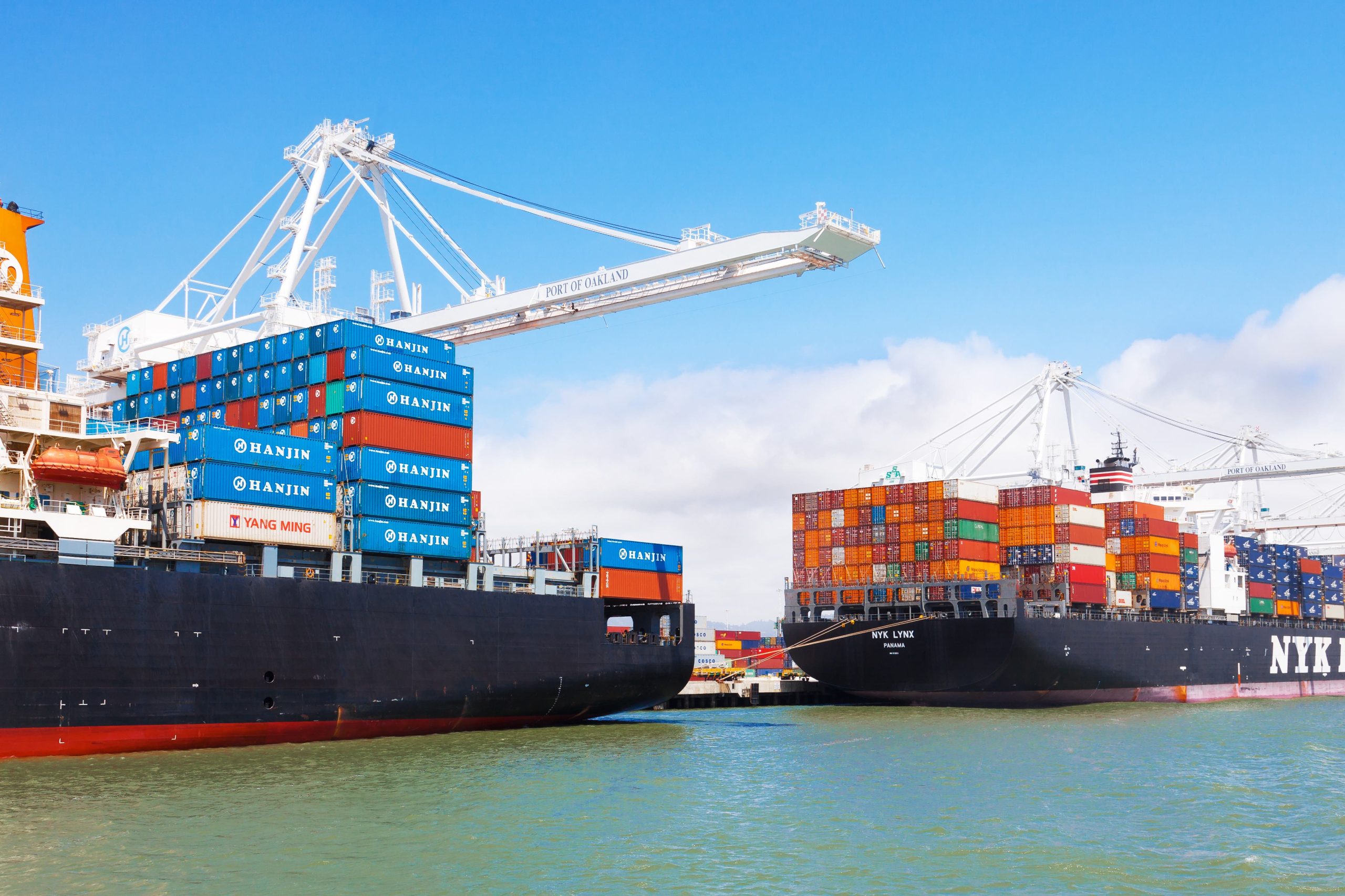 Picture of cargo freight ships at port