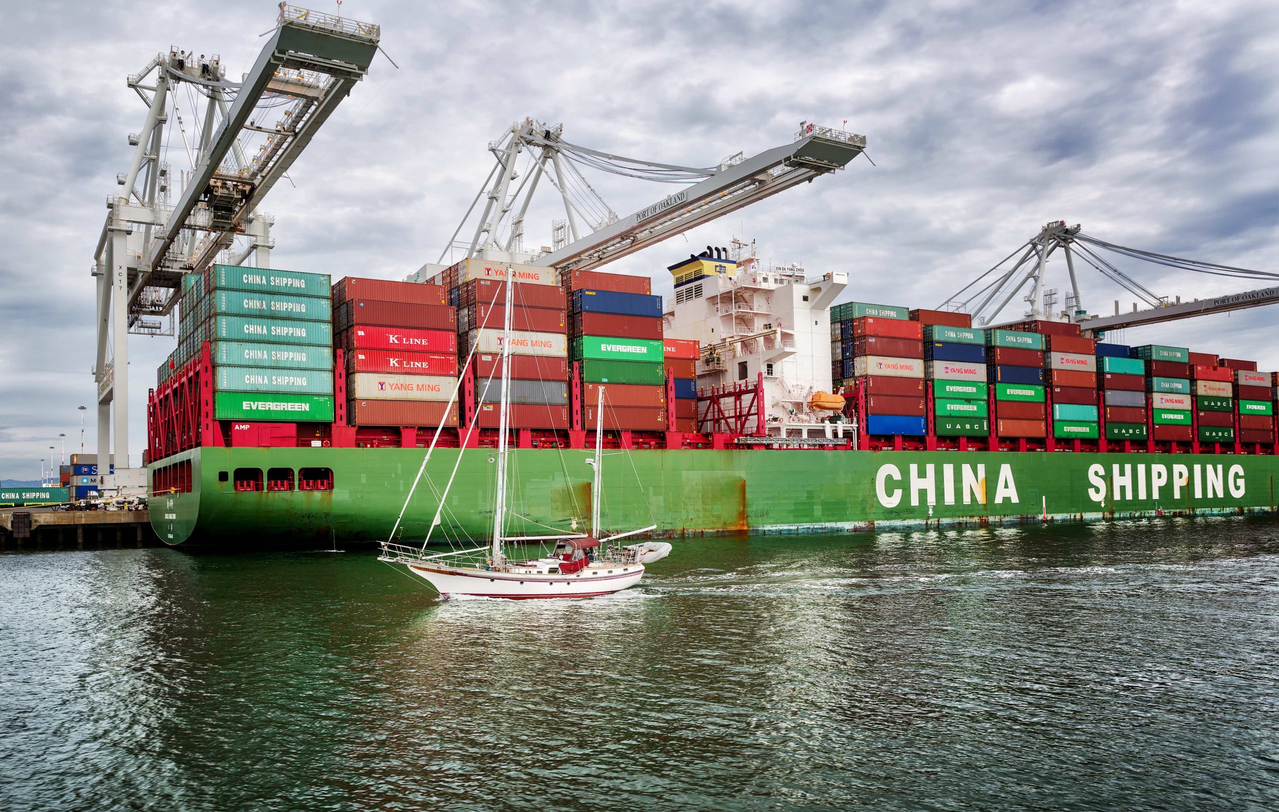 China Shipping ship in water